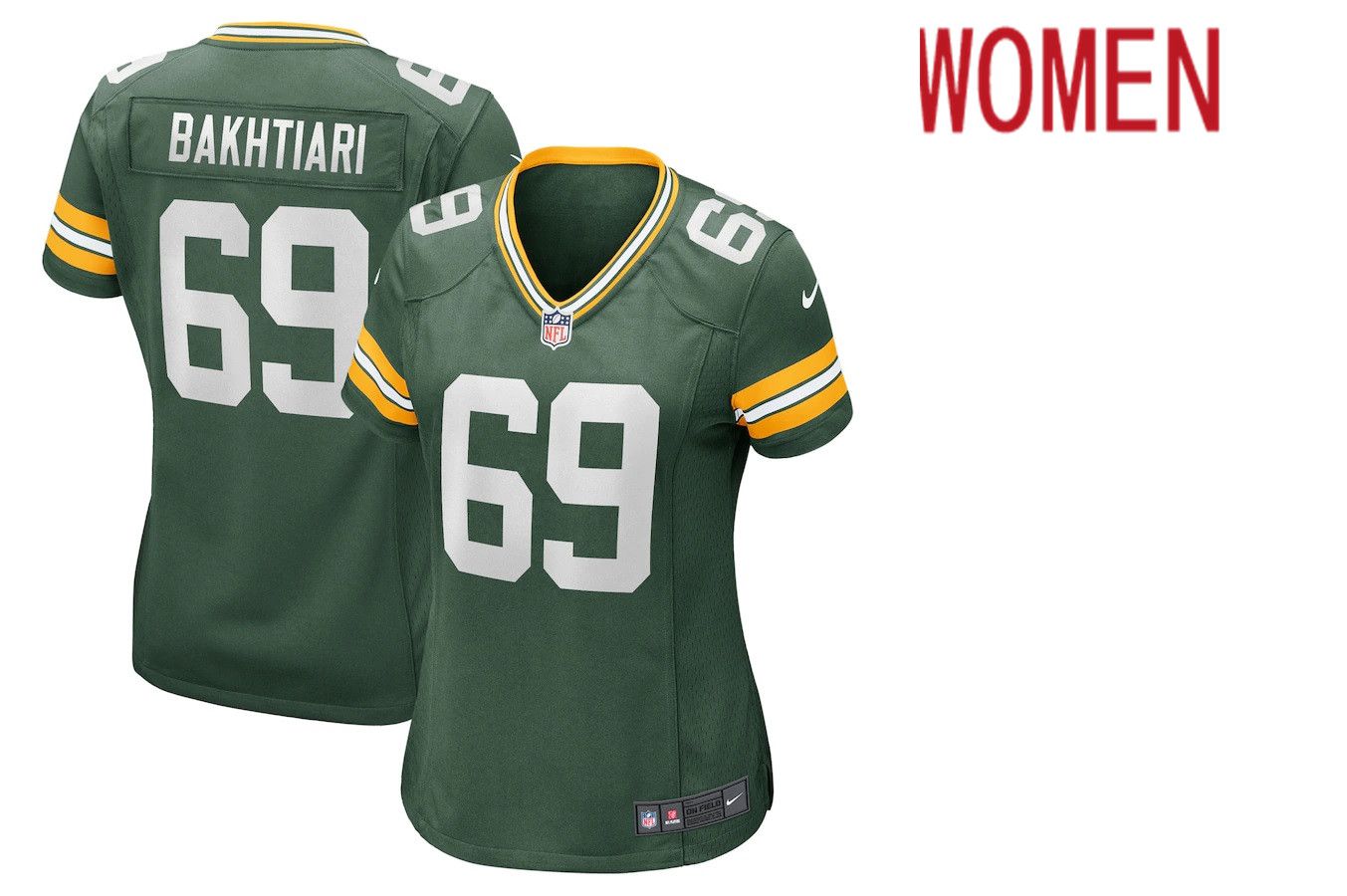 Women Green Bay Packers #69 David Bakhtiari Nike Green Game Player NFL Jersey->women nfl jersey->Women Jersey